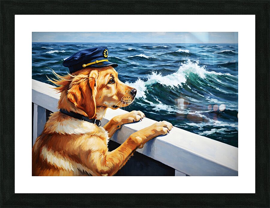 Puppys First Boat Adventure Begins Picture Frame print