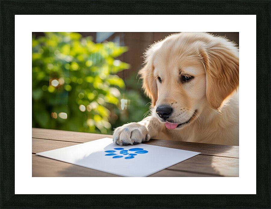 Golden Retriever Puppy Proud Of Pawprint Autograph Picture Frame print