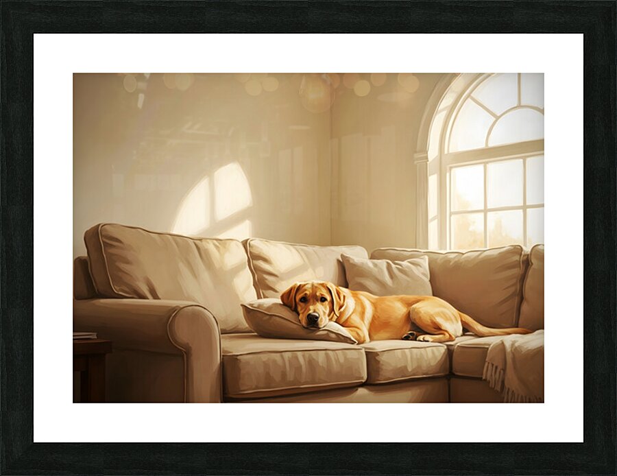 Sleepy Labrador Puppy Naps During Television Show Picture Frame print