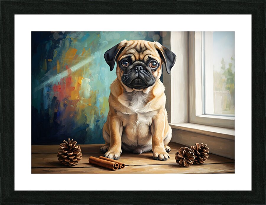 Contented Pug Puppy Enjoys Aromatic Discovery Picture Frame print