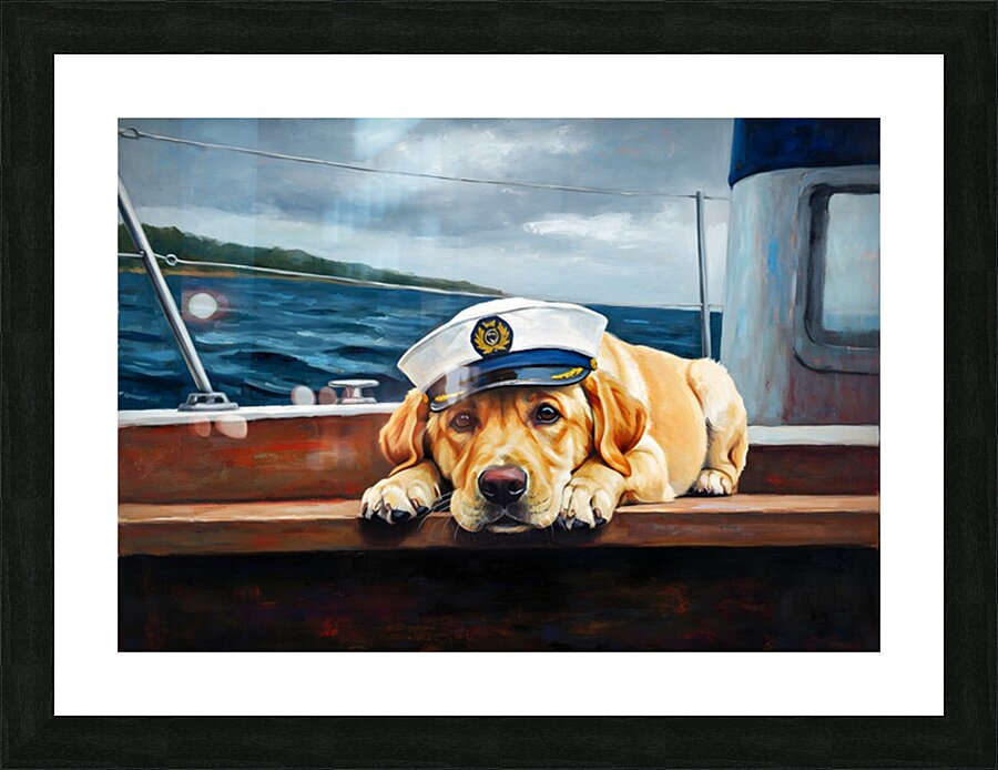 Sleepy Sailor Puppy Dreams Peacefully Picture Frame print