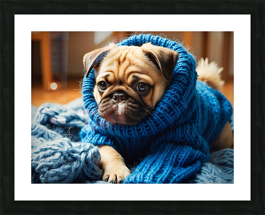 Pug Puppys Sleeve Adventure Begins Picture Frame print