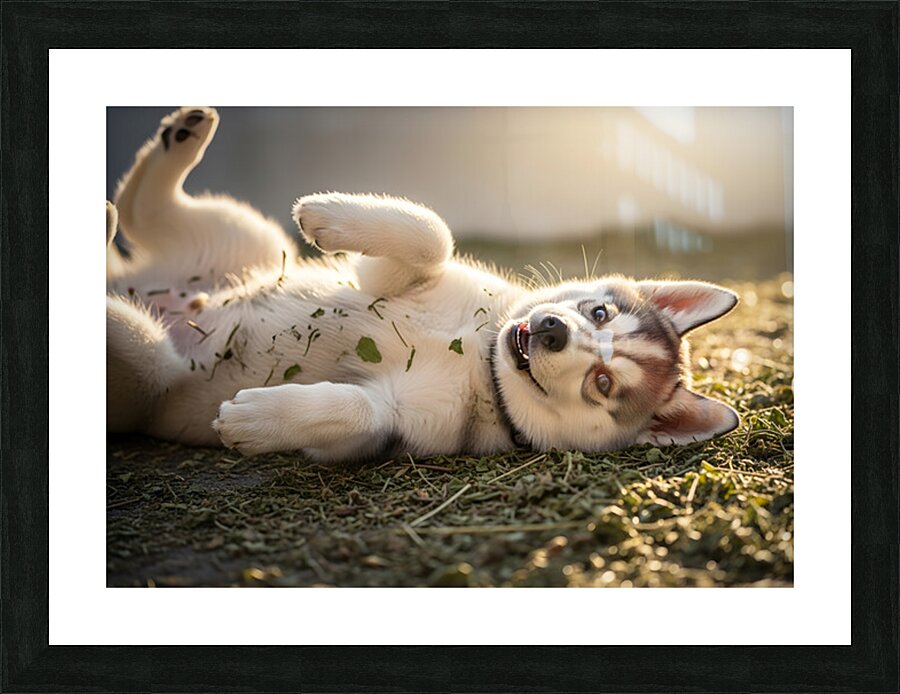 Happy Herb Covered Husky Puppy Picture Frame print