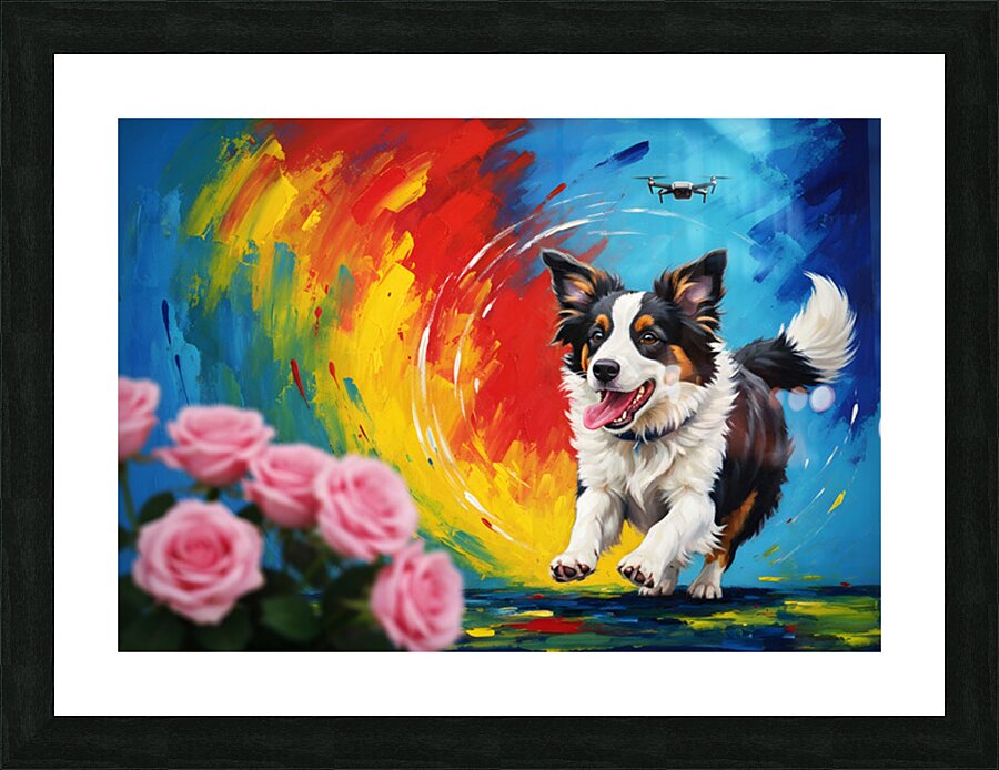 Tired Border Collie Puppy Rests After Exciting Adventure Picture Frame print