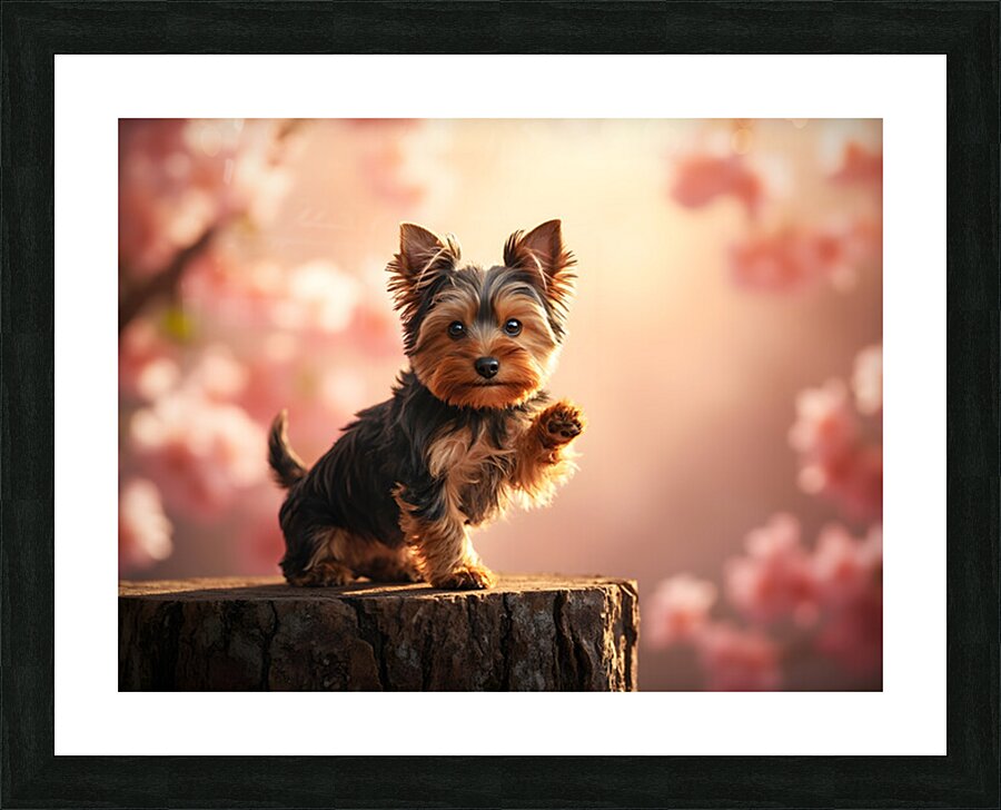 Tired Little King Yorkie Rests On Throne Picture Frame print