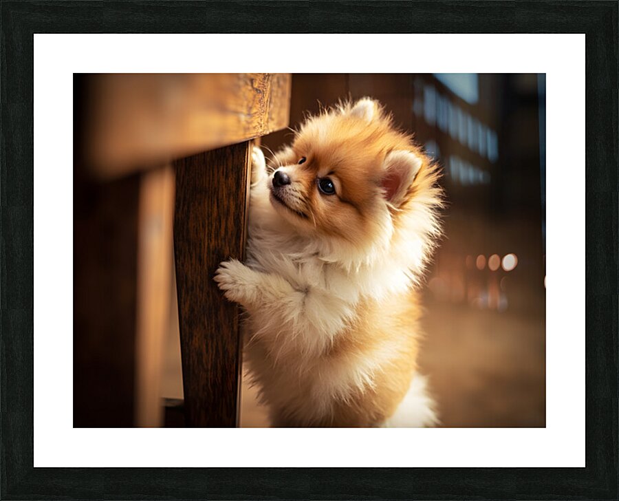 Pomeranian Puppy Watches Family Game Night Fun Picture Frame print