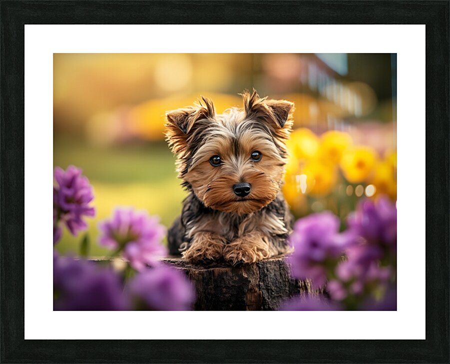 Yorkie Puppy Claims His Royal Throne Picture Frame print
