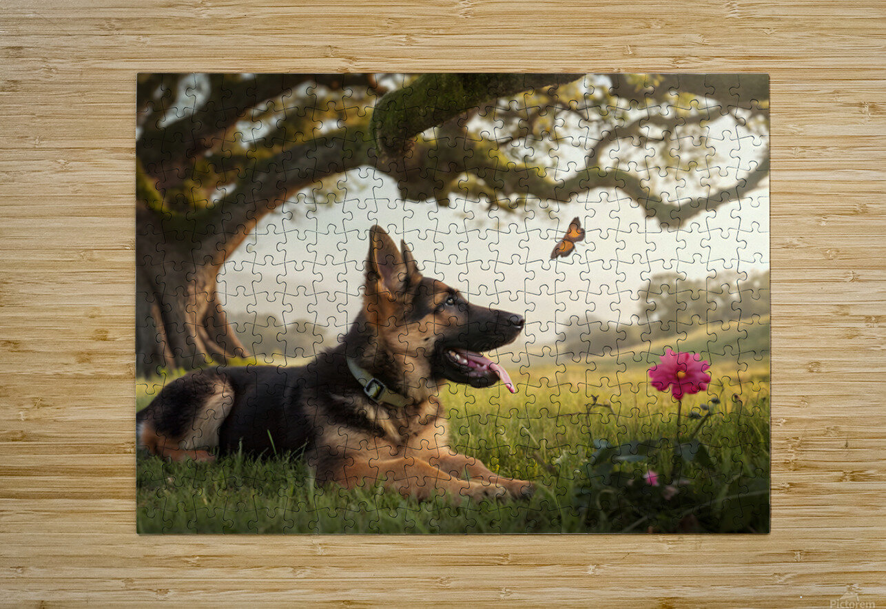 German Shepherd Puppy Resting Watches Butterfly Puppy Prints Puzzle printing
