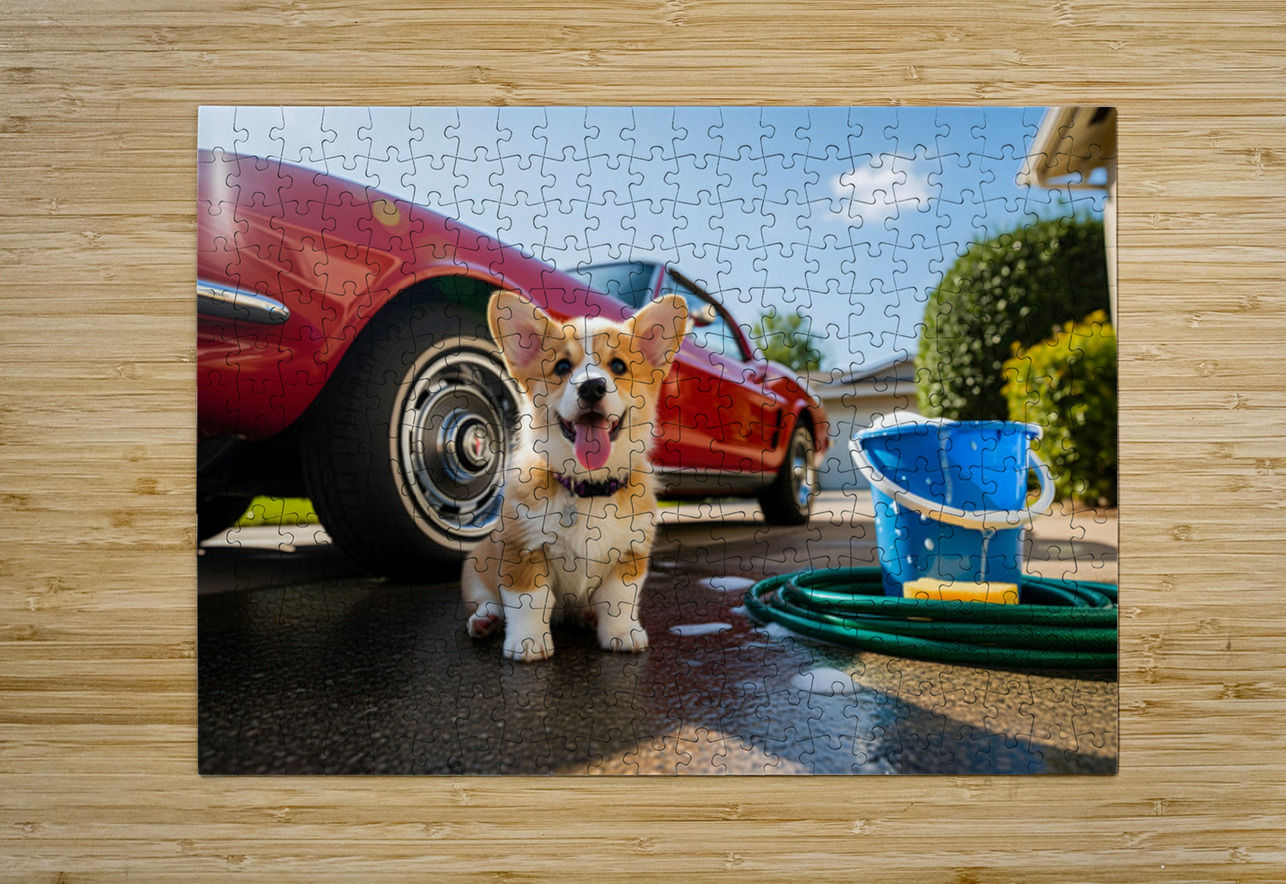 Corgi Puppy Ready For Car Wash Adventure Puppy Prints Puzzle printing