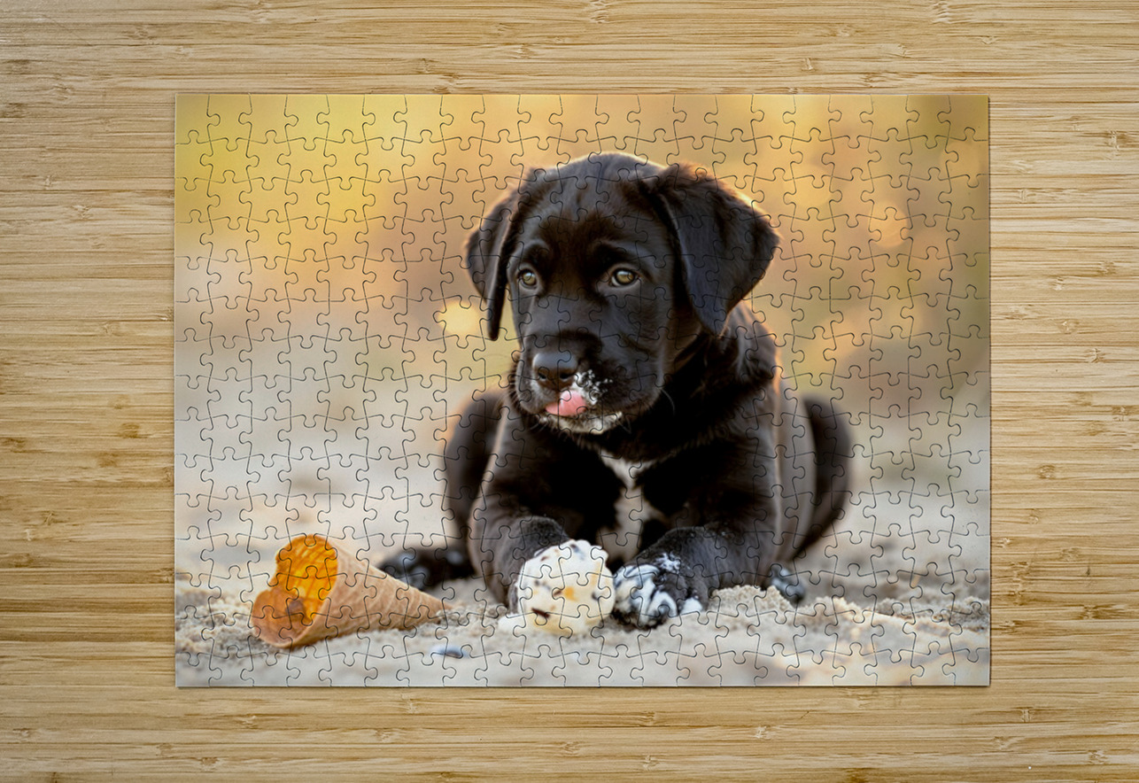 Happy Cane Corso Puppy Cleans Up After Ice Cream Adventure Puppy Prints Puzzle printing