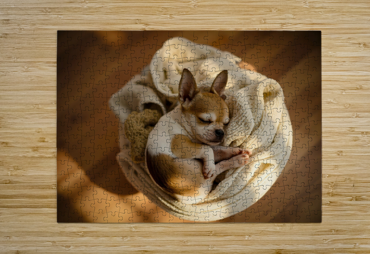 Chihuahua Puppy Naps On Laundry Pile Puppy Prints Puzzle printing