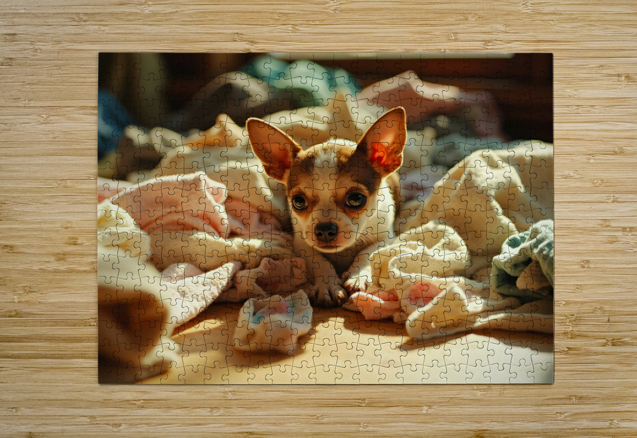 Chihuahua Puppy Discovers Laundry Adventure Puppy Prints Puzzle printing