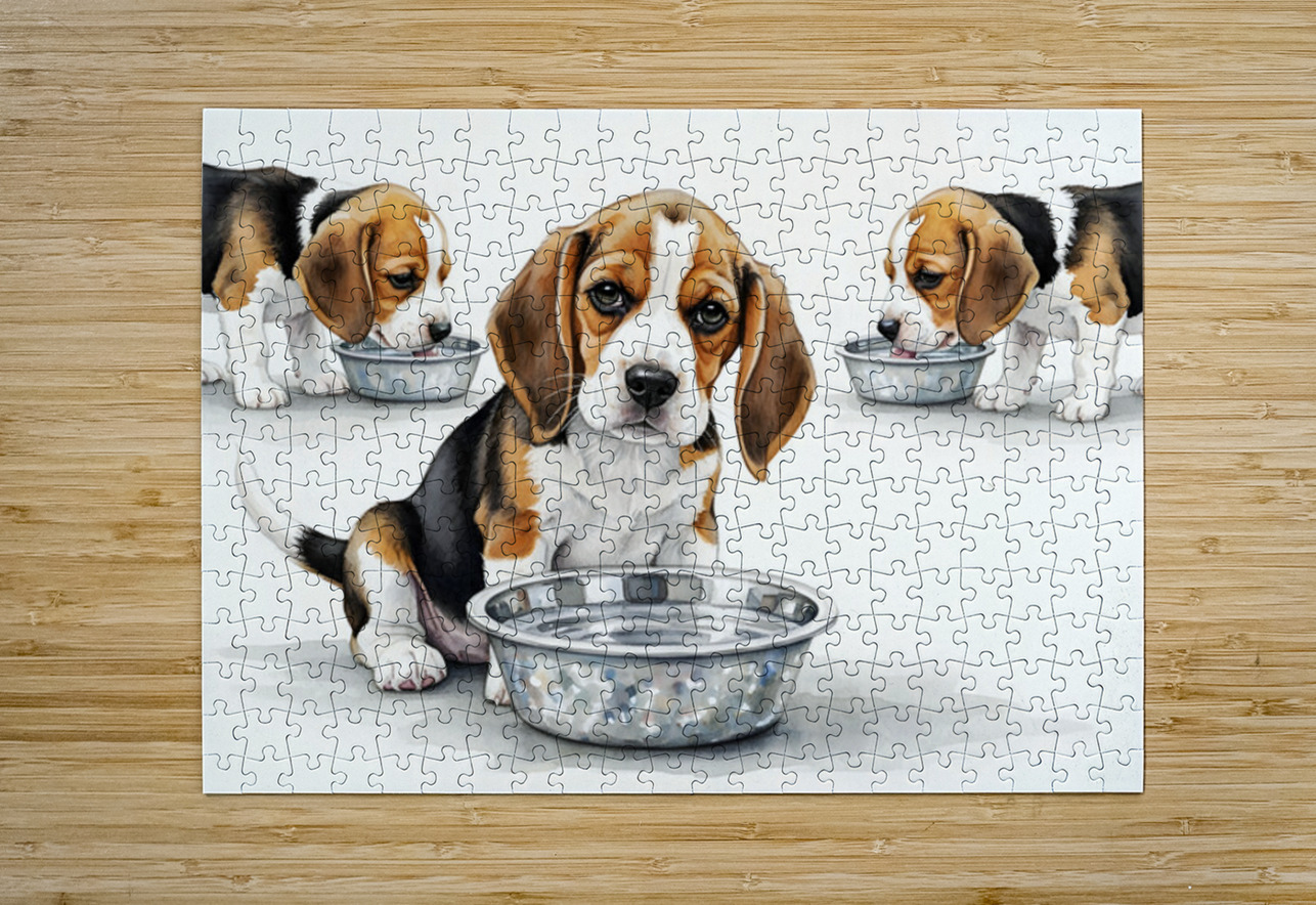 Beagle Puppy Satisfied After Drinking Water Puppy Prints Puzzle printing