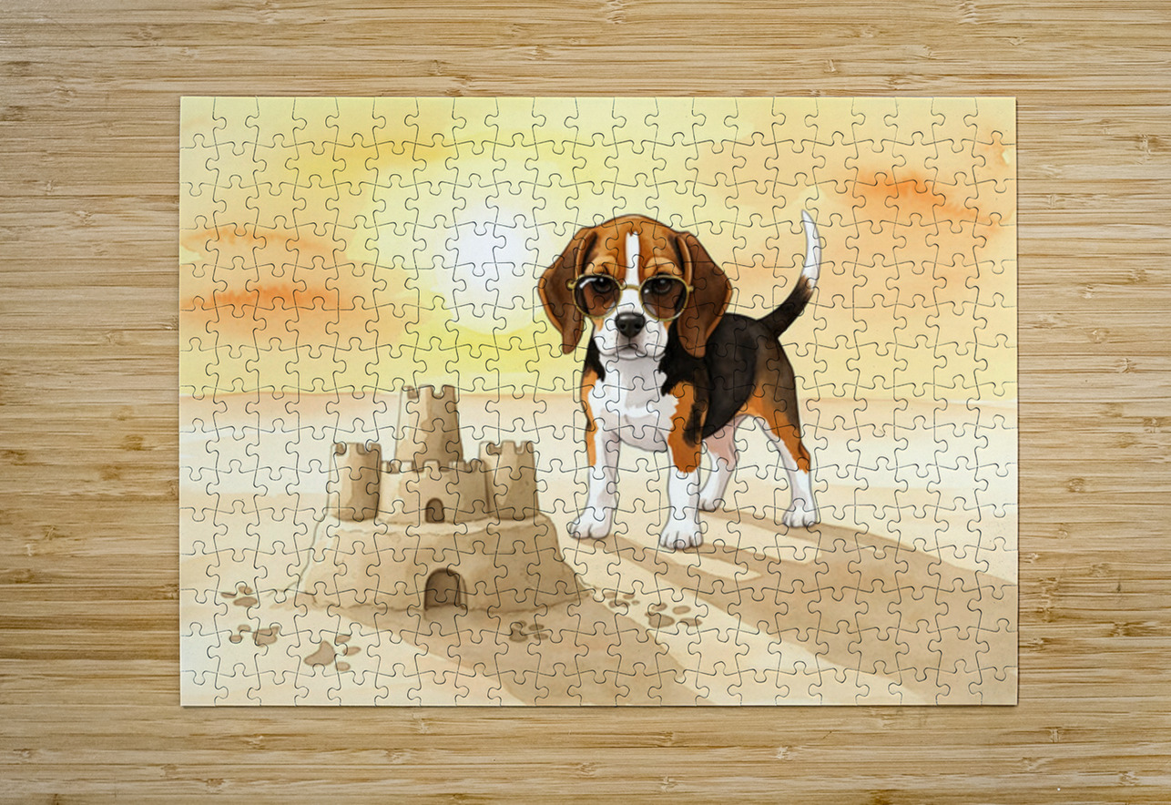 Beagle Puppy Shows Off Sandcastle Creation Puppy Prints Puzzle printing