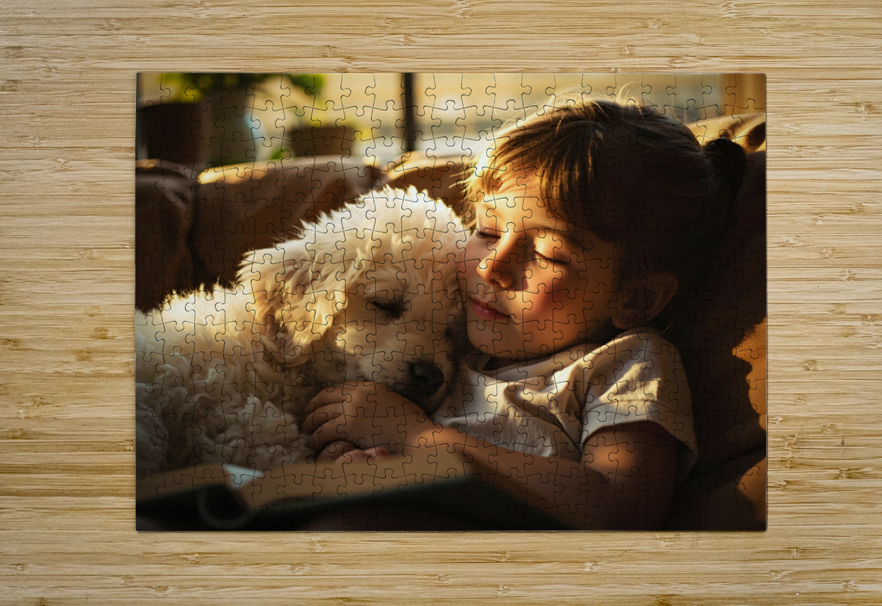 Poodle Puppy Dreams During Story Time Puppy Prints Puzzle printing