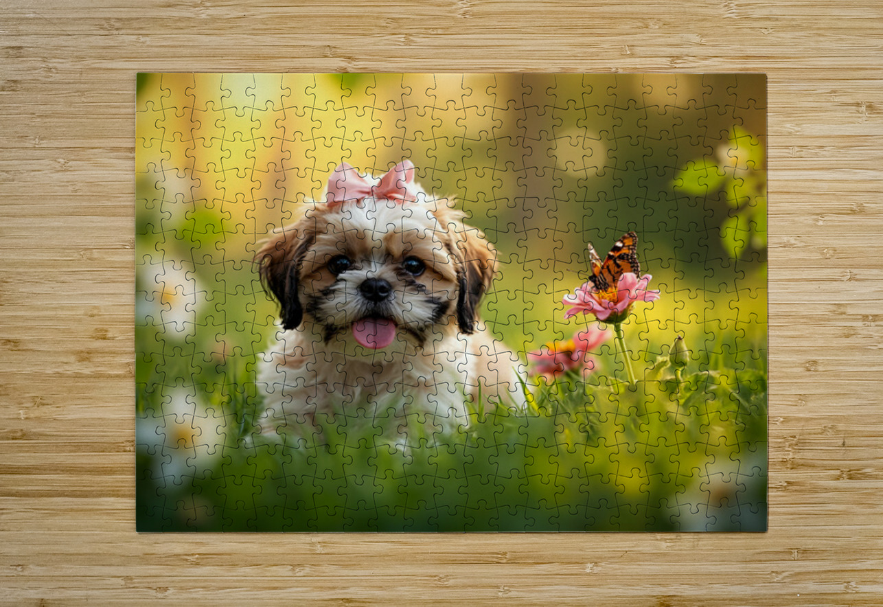 Content Shih Tzu Puppy Watches Butterfly Fly Away Puppy Prints Puzzle printing