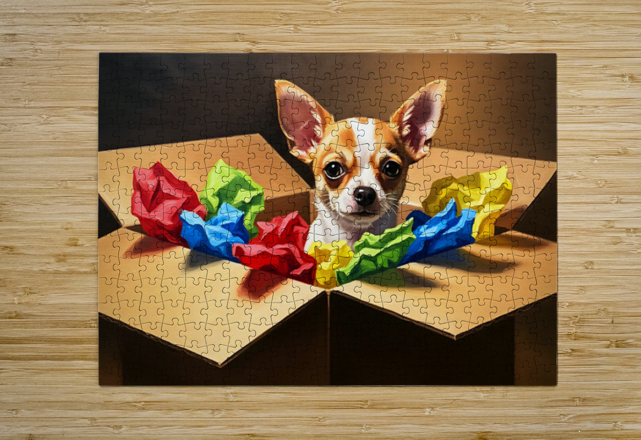 Chihuahua Puppy Naps After Christmas Present Adventure Puppy Prints Puzzle printing