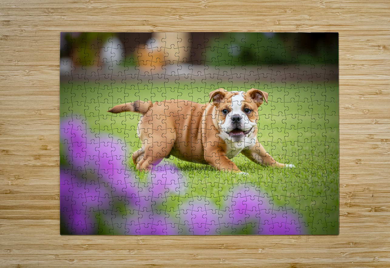 Bulldog Puppy Discovers His Tail Puppy Prints Puzzle printing