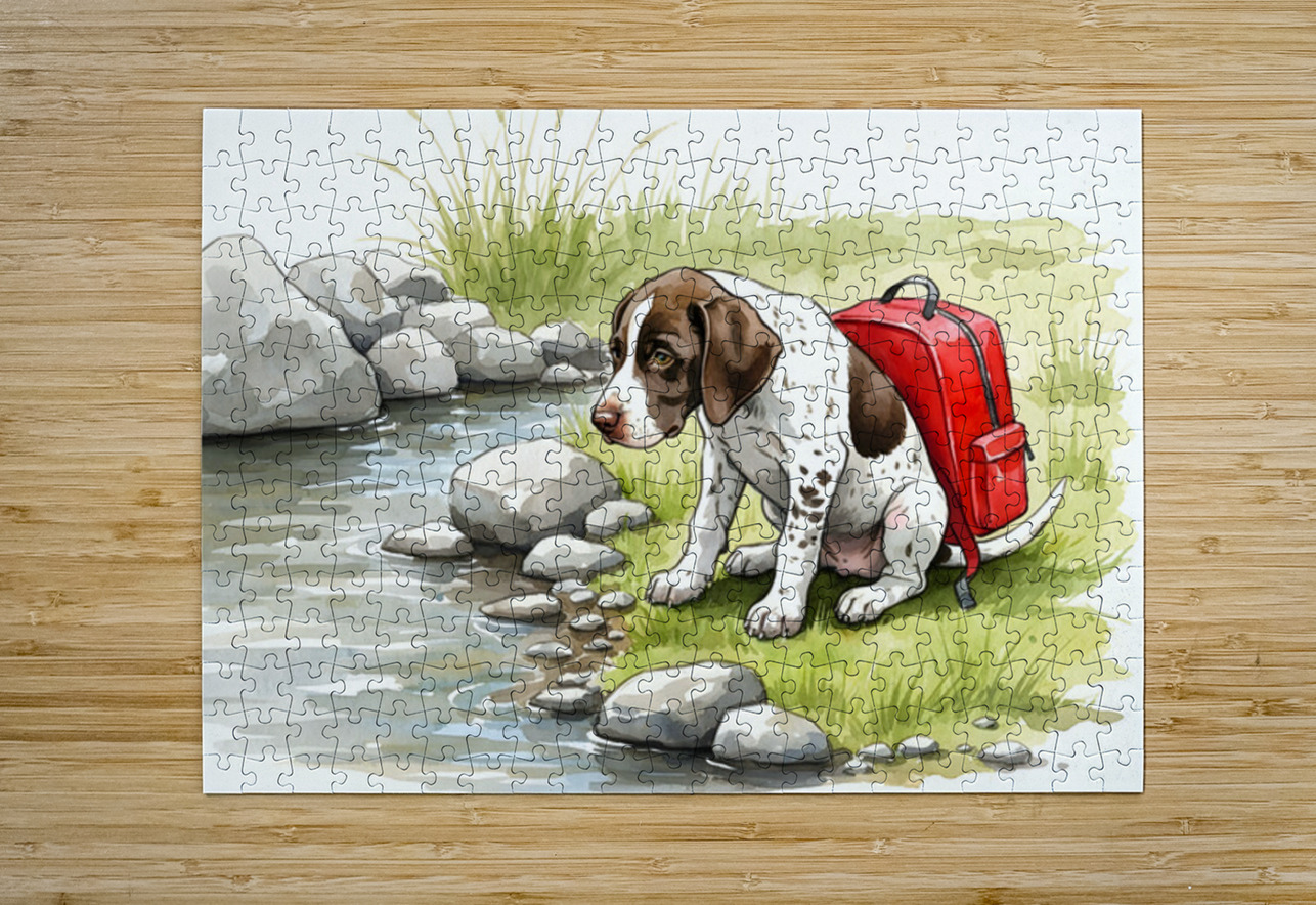 Adventurous German Shorthaired Pointer Puppy Rests After Day Of Exploring Puppy Prints Puzzle printing
