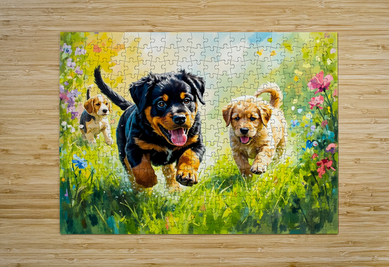 Rottweiler Puppy Ready To Play With Siblings Puppy Prints Puzzle printing