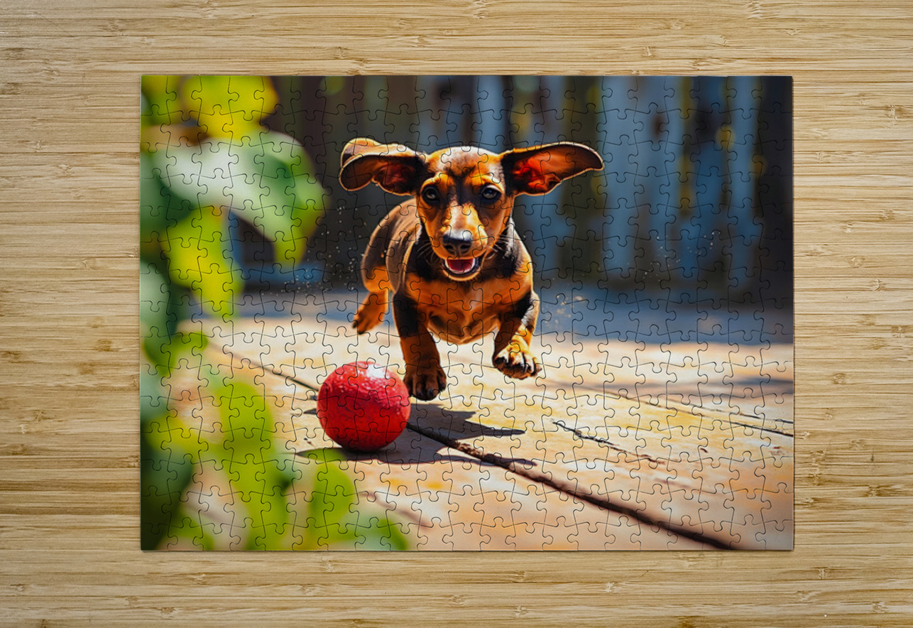 Dachshund Puppys Morning Garden Bounce Puppy Prints Puzzle printing