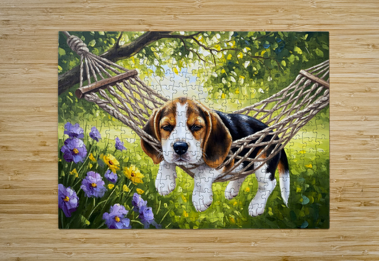 Beagle Puppy Discovers Perfect Hammock Spot Puppy Prints Puzzle printing