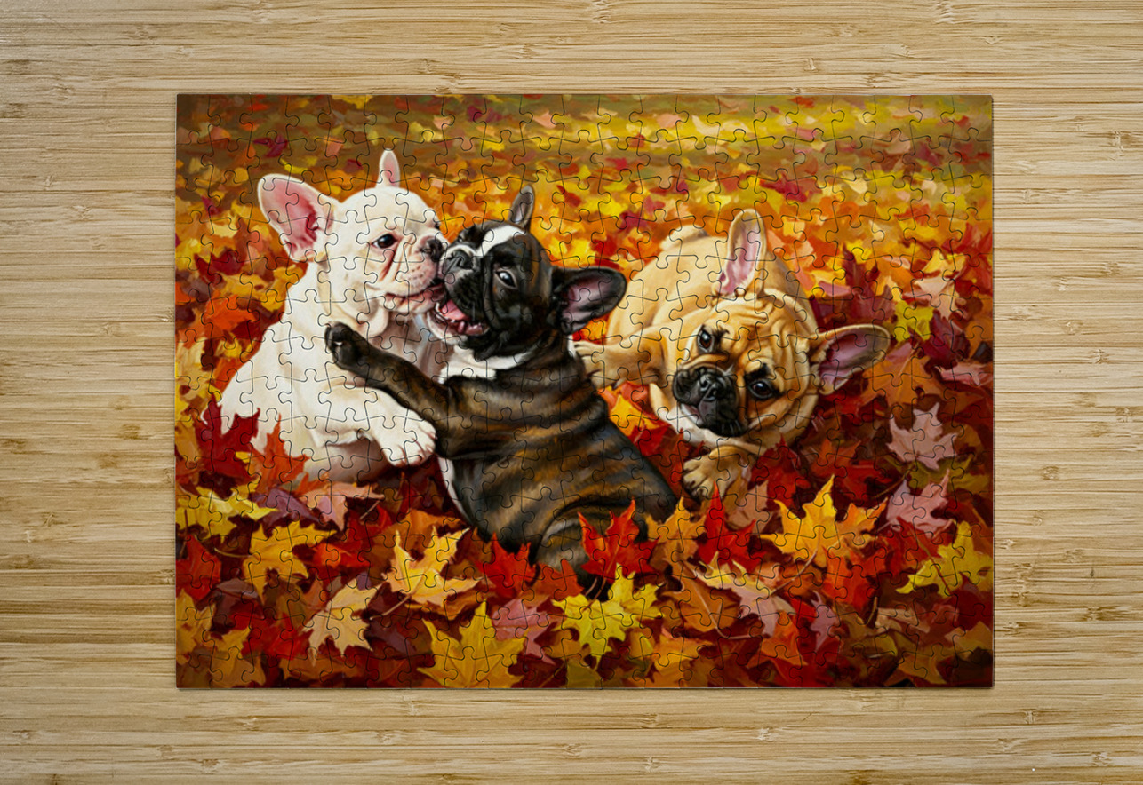 French Bulldog Puppy Rests After Autumn Play Puppy Prints Puzzle printing