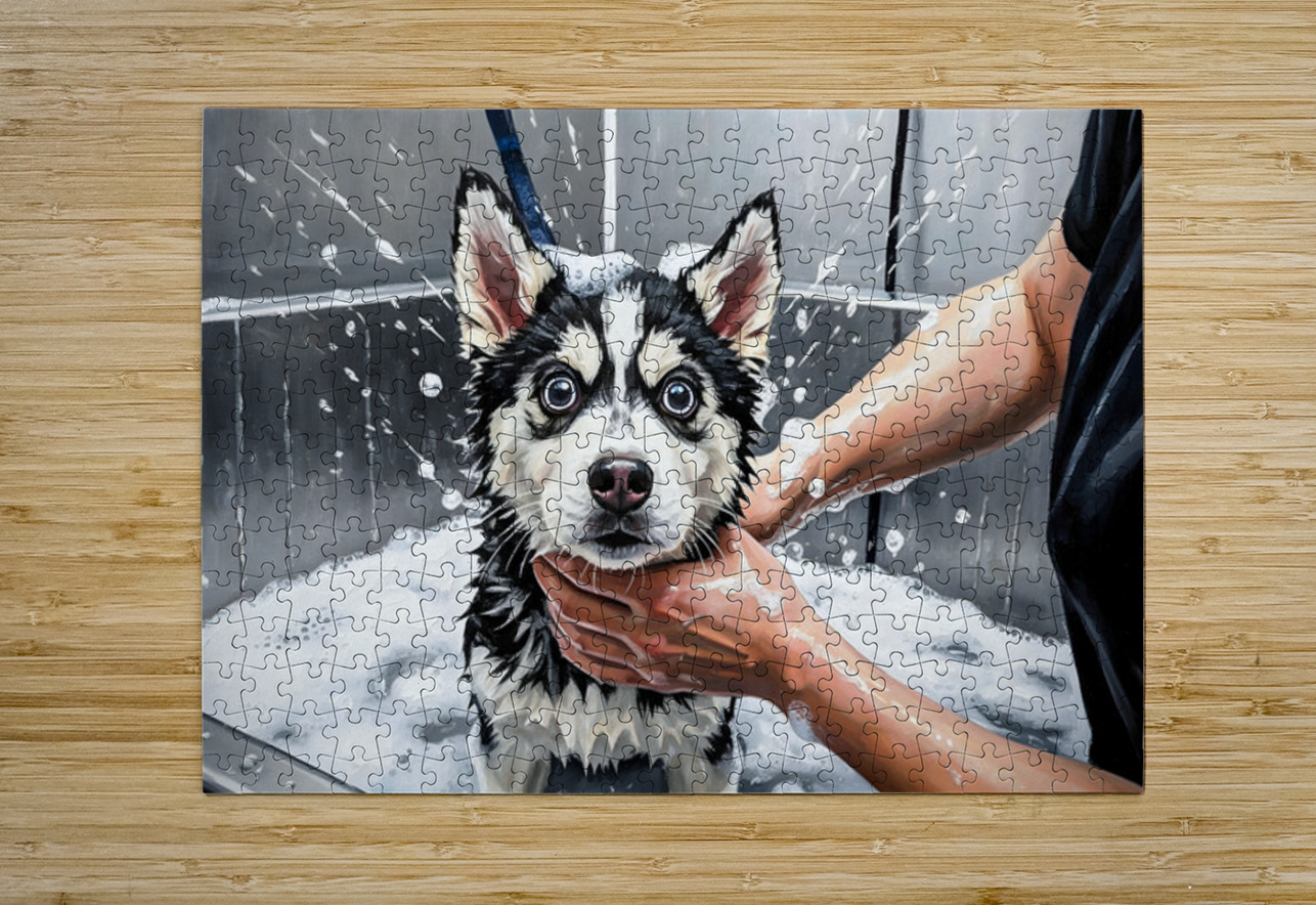 Proud Siberian Husky Puppy After First Professional Grooming Puppy Prints Puzzle printing