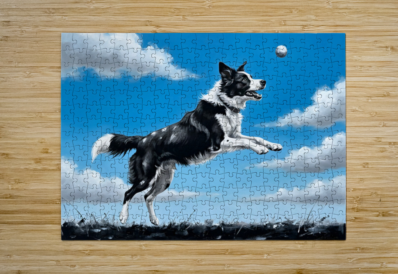 Successful Border Collie Puppy With Tennis Ball Puppy Prints Puzzle printing