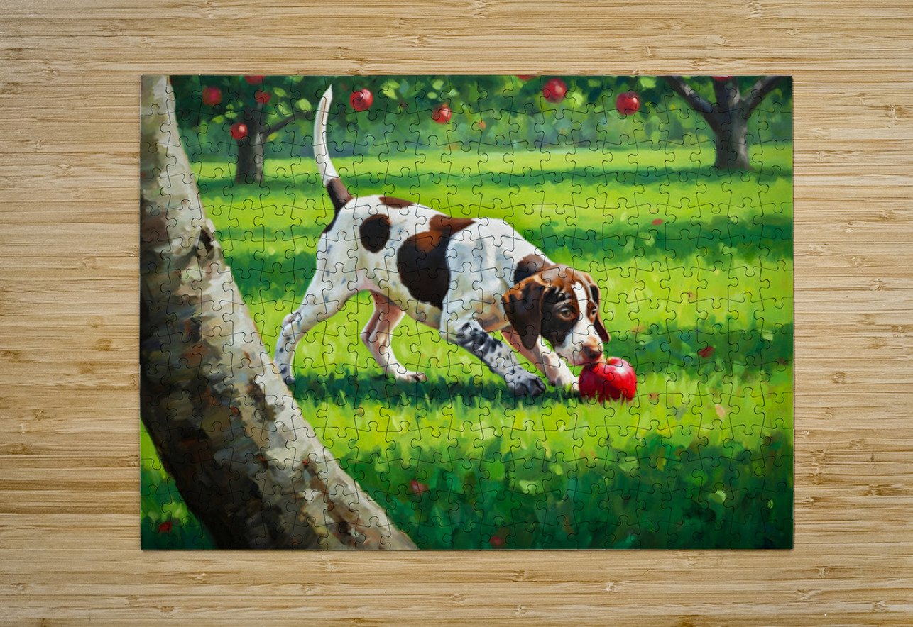German Shorthaired Pointer Puppy Discovers Apple Orchard Puppy Prints Puzzle printing