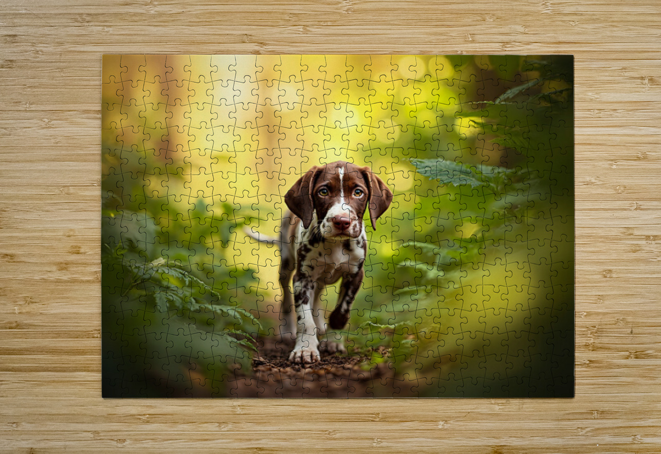 German Shorthaired Pointer Puppy Explores Forest Trail Puppy Prints Puzzle printing