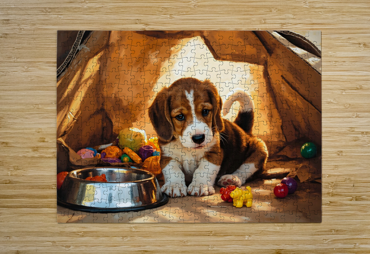 Beagle Puppy Discovers Perfect Hiding Spot Puppy Prints Puzzle printing