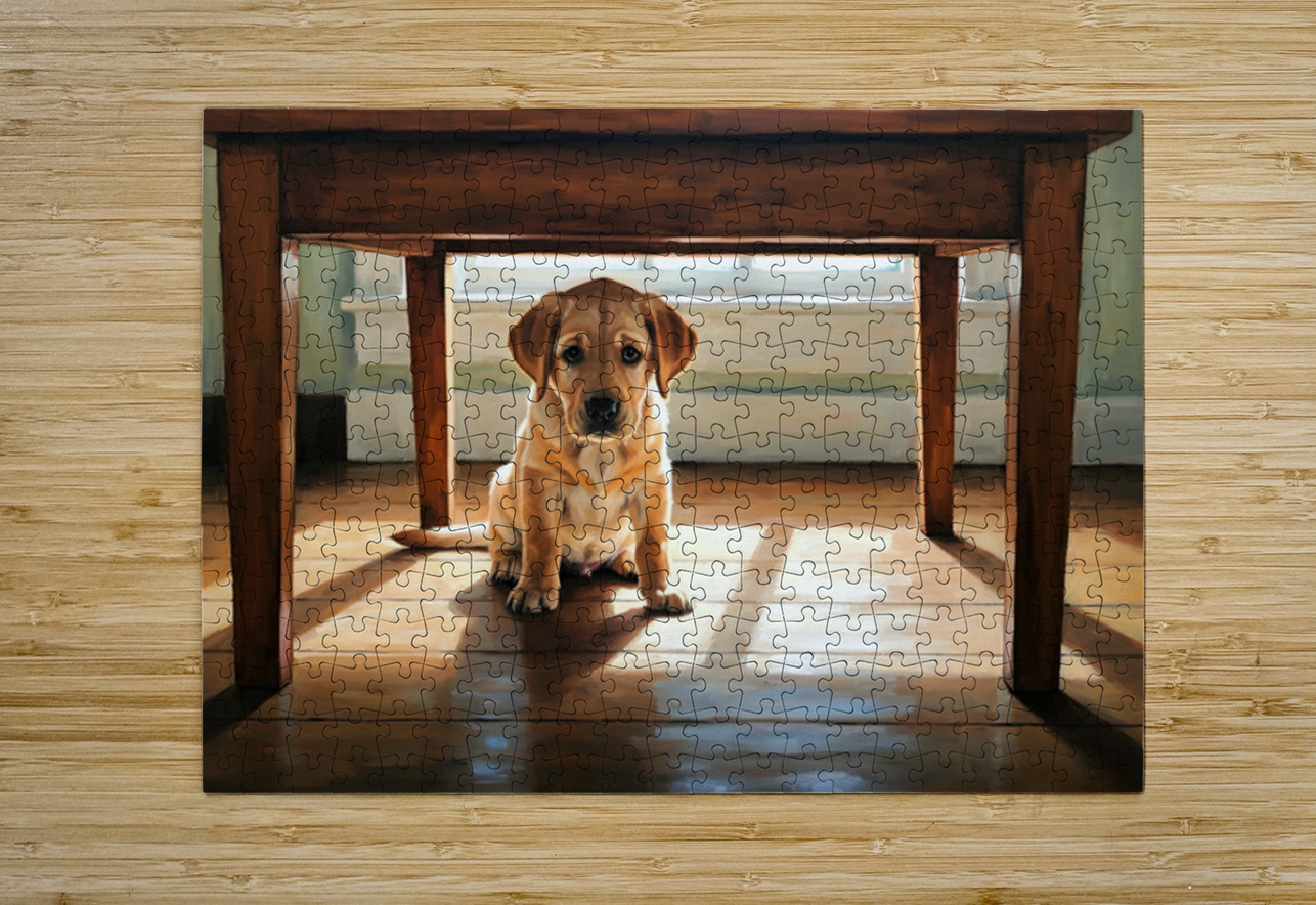Brave Labrador Puppy Emerges After Storm Passes Puppy Prints Puzzle printing