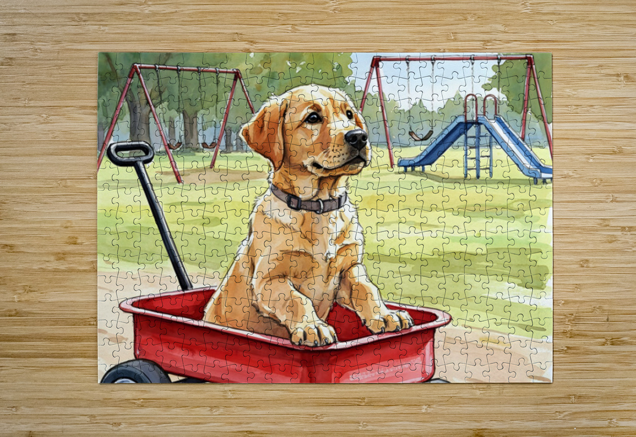 Happy Puppy Relaxes After Fun Adventure Puppy Prints Puzzle printing