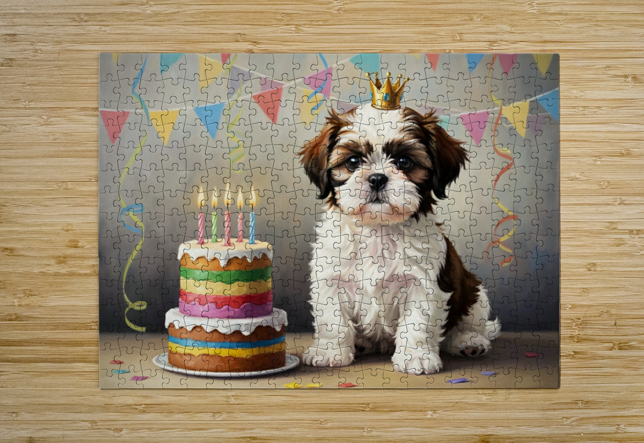 Sleepy Birthday Puppy Rests After Party Fun Puppy Prints Puzzle printing