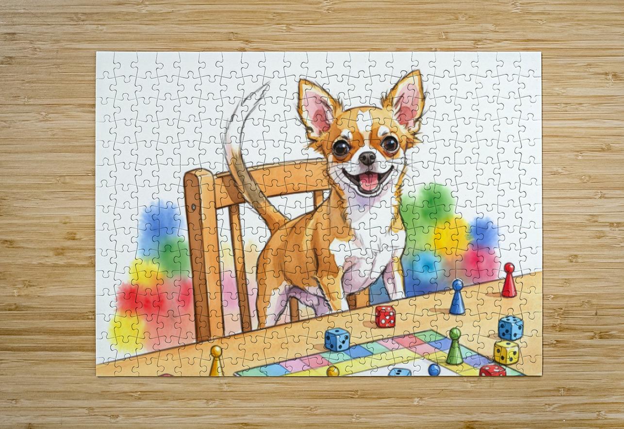 Puppy Participates In Family Board Game Puppy Prints Puzzle printing