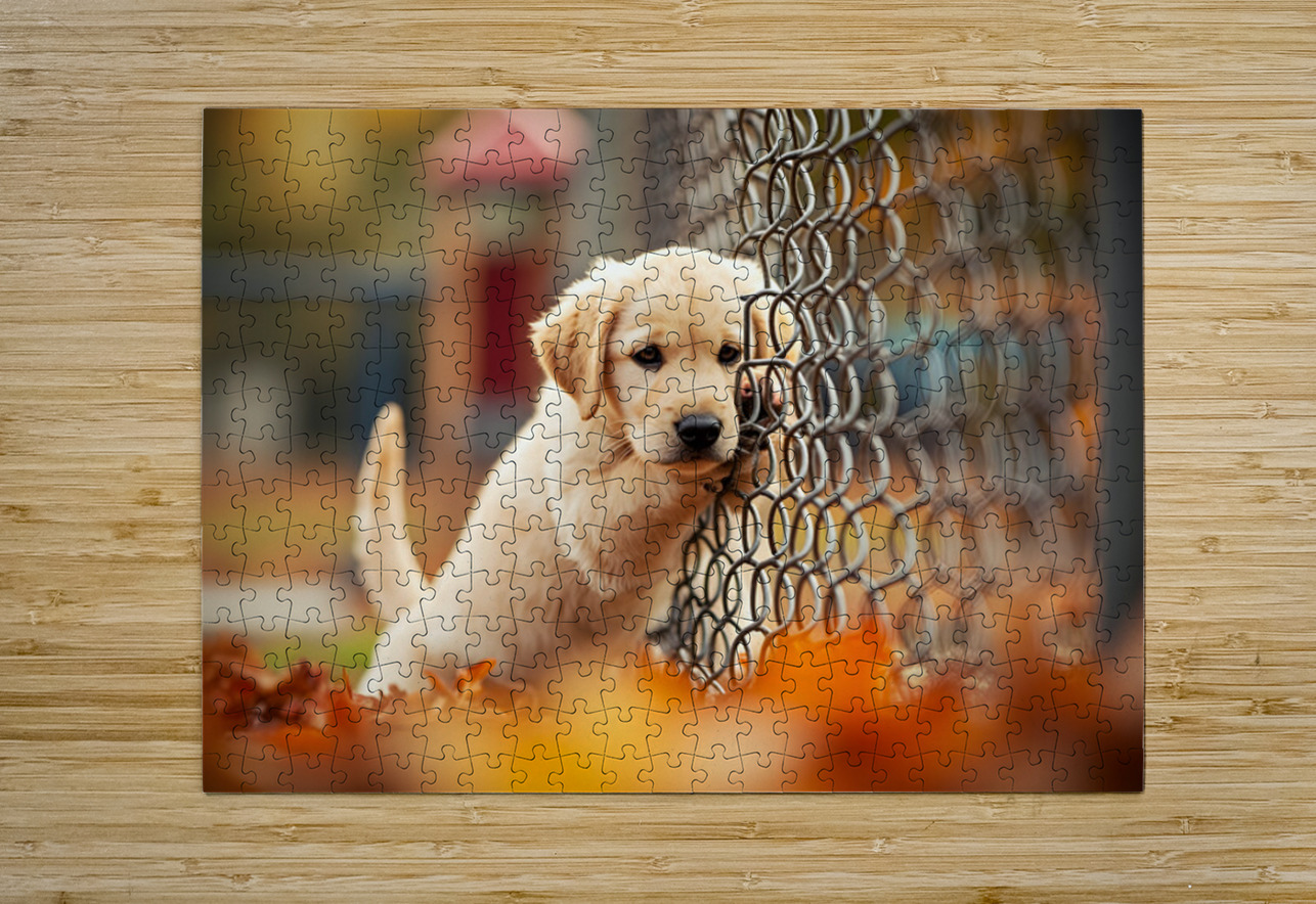 Puppy Waits Eagerly At School Gate For Children Puppy Prints Puzzle printing