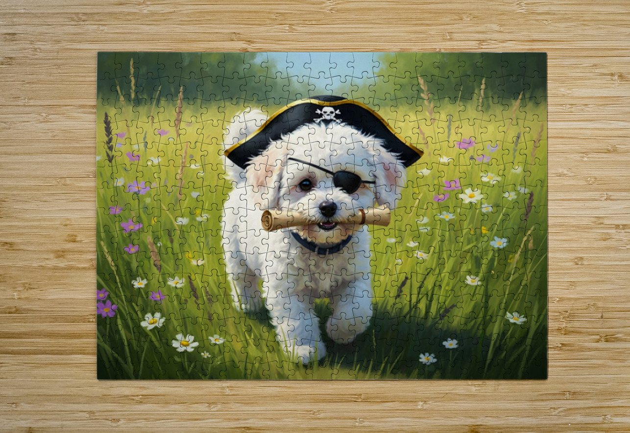 Bichon Frise Puppy Discovers Pirate Treasure Map Puppy Prints Puzzle printing