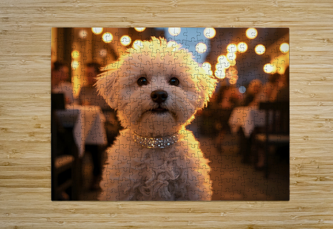 Bichon Frise Puppy Rests After Fun Evening Puppy Prints Puzzle printing