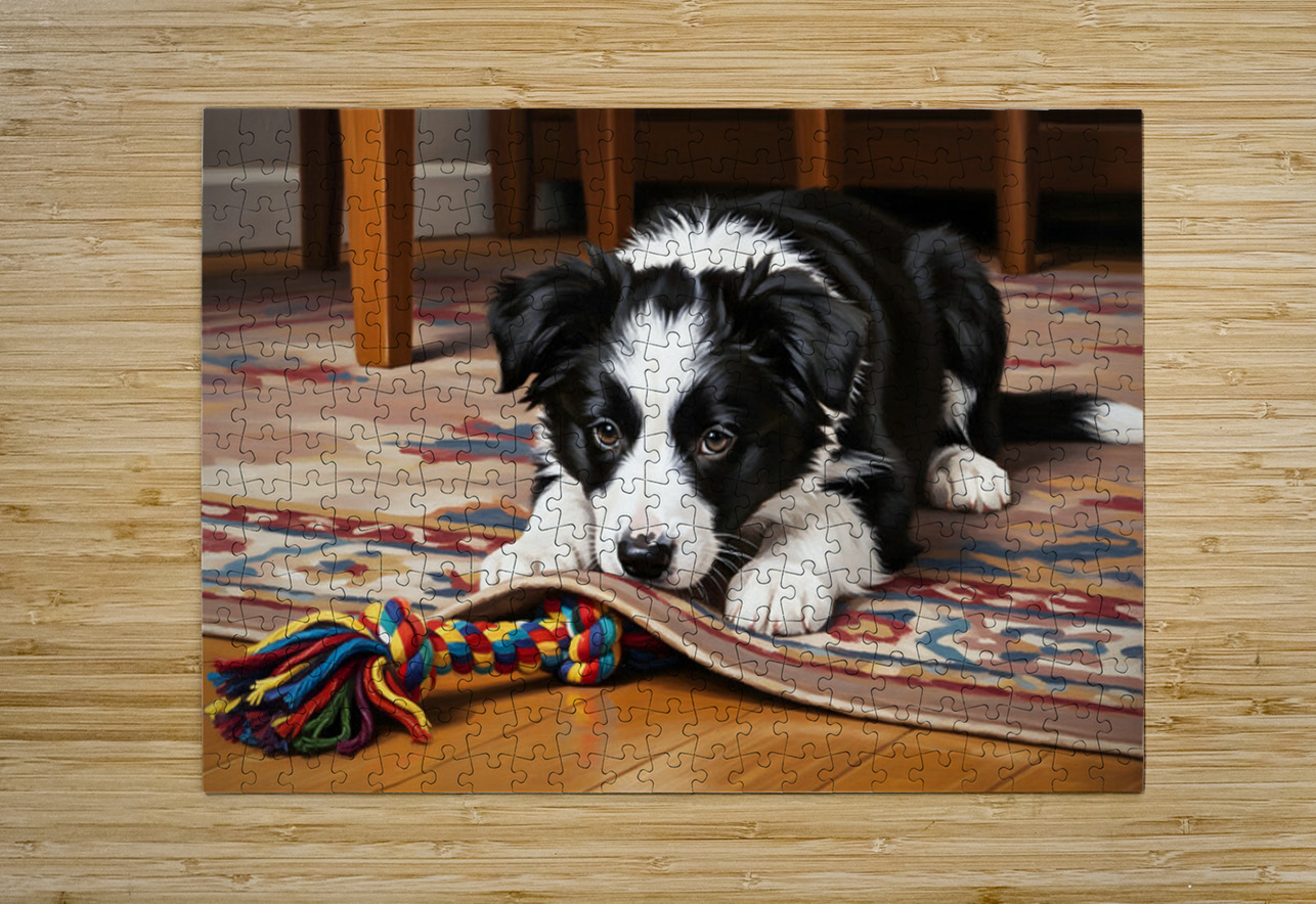 Border Collie Puppy Discovers Perfect Hiding Spot Puppy Prints Puzzle printing