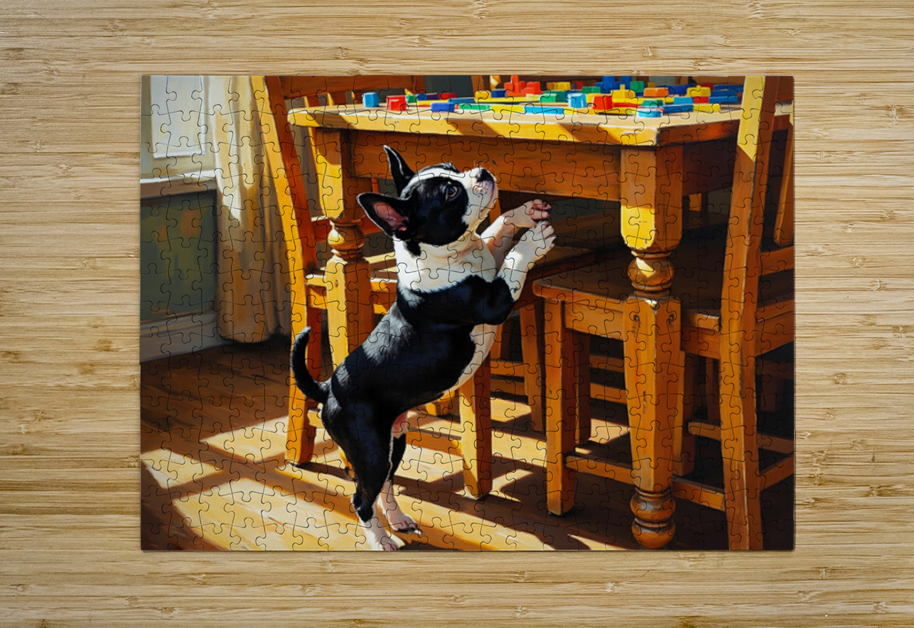 Boston Terrier Puppy Watches Family Board Game Puppy Prints Puzzle printing