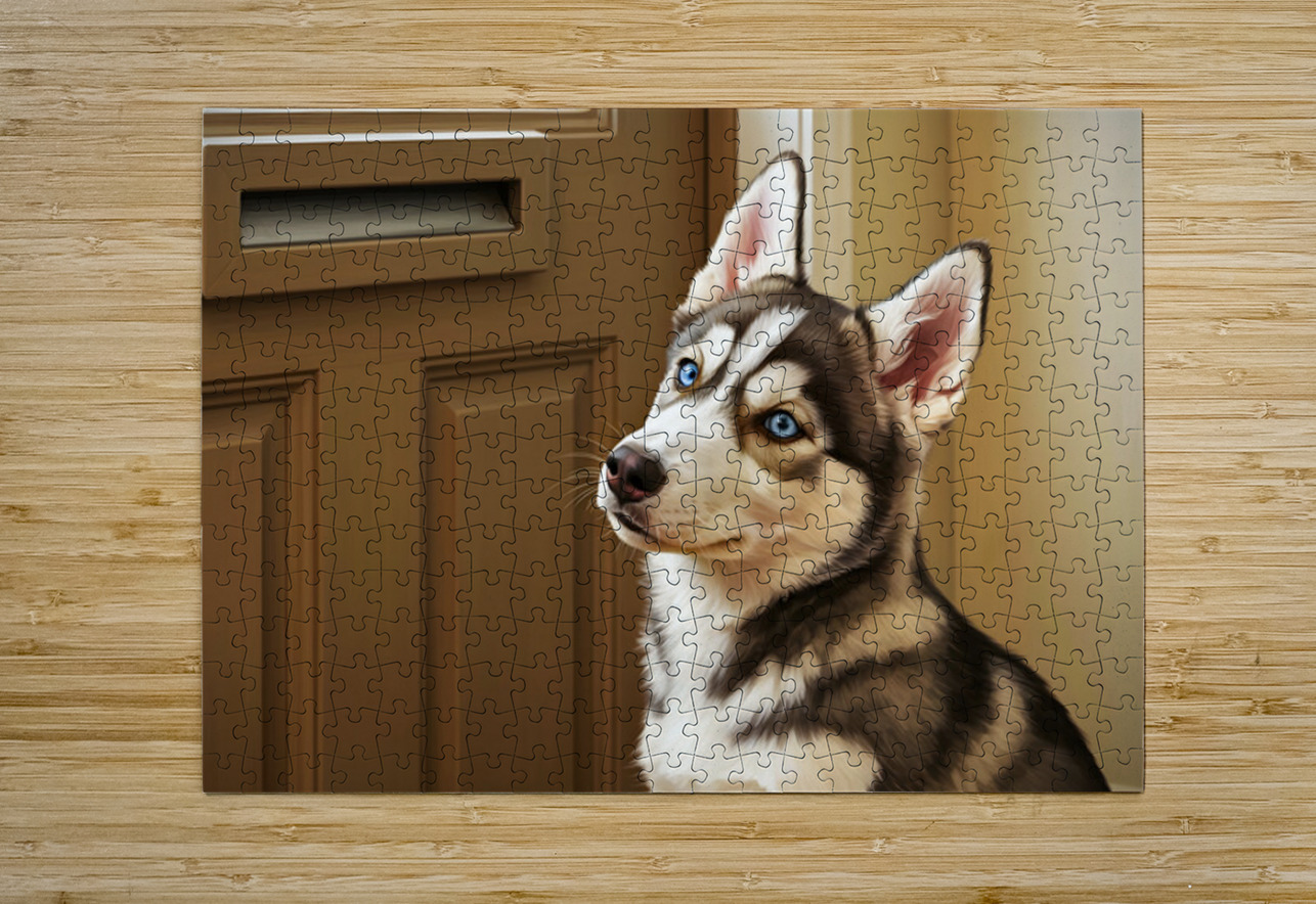 Patient Husky Puppy Guards The Mail Slot Puppy Prints Puzzle printing