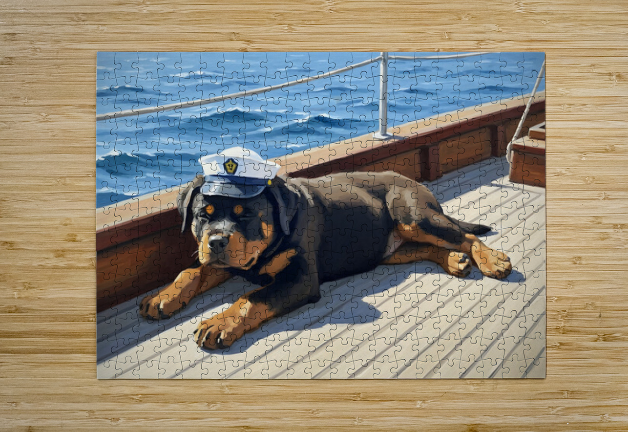 Brave Puppy Navigator Spots Land Ahead Puppy Prints Puzzle printing