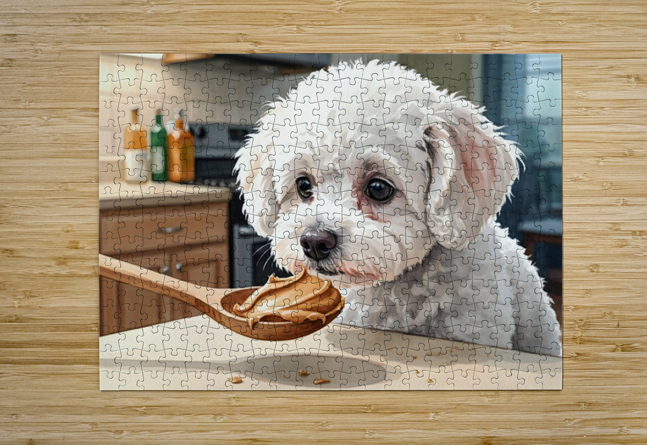 Bichon Frise Puppy Discovers Something New Puppy Prints Puzzle printing