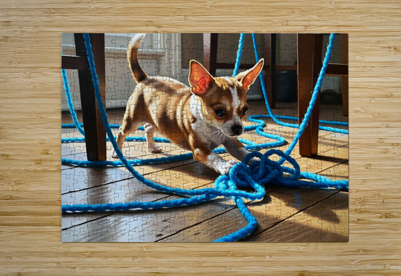 Chihuahua Puppy Discovers Yarn Ball Puppy Prints Puzzle printing