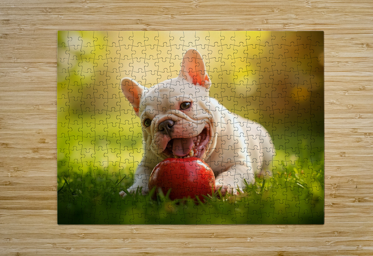 Satisfied Puppy After Apple Snack Puppy Prints Puzzle printing