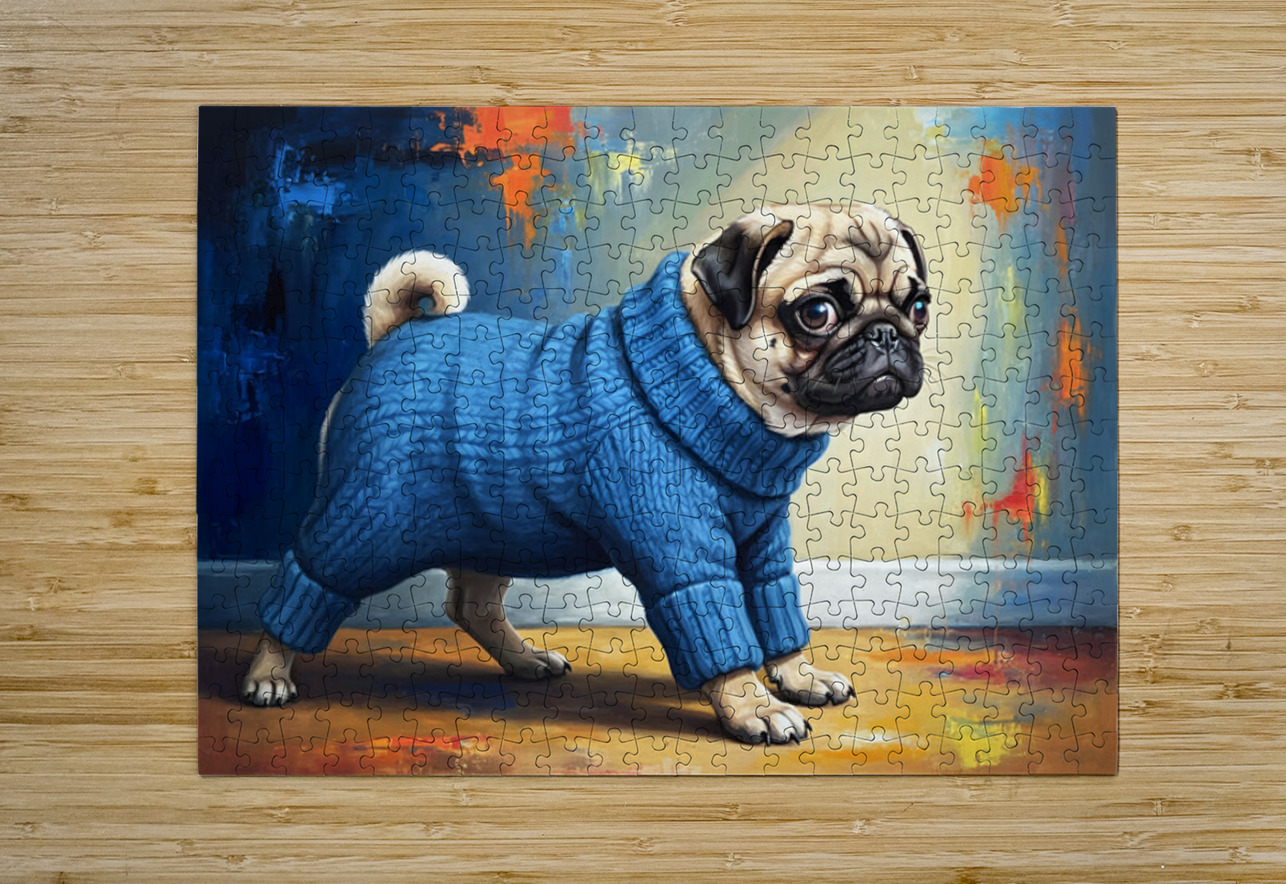 Pug Puppy Successfully Escapes Sleeve Puppy Prints Puzzle printing