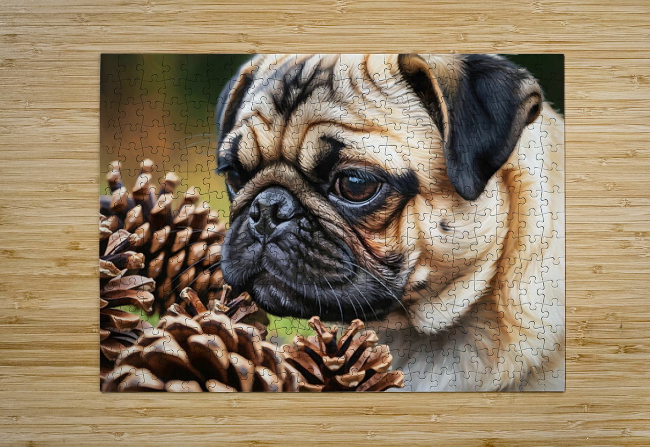 Pug Puppy Discovers Interesting Scents On Floor Puppy Prints Puzzle printing