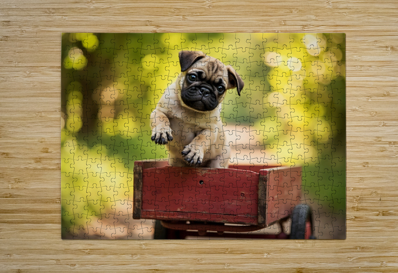 Pug Puppys First Wagon Ride Adventure Puppy Prints Puzzle printing
