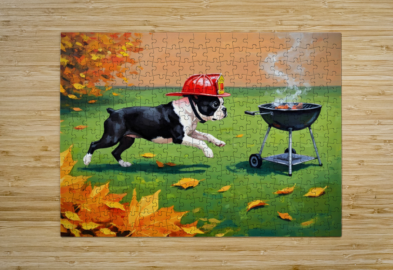 Heroic Boston Terrier Puppy Successfully Completes First Mission Puppy Prints Puzzle printing